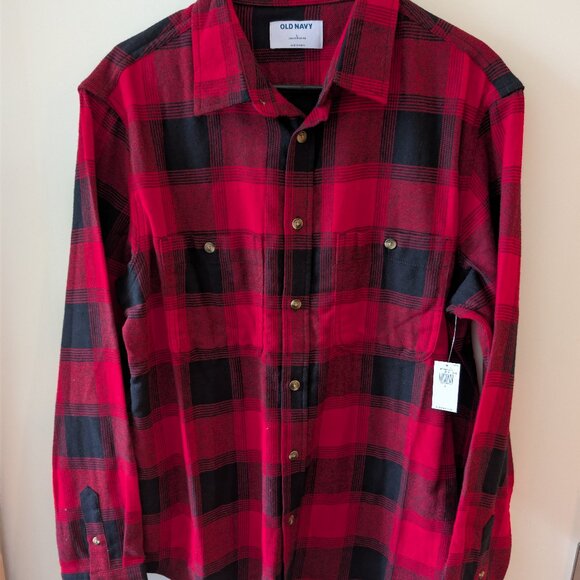NWT Men's Flannel Size L Red & Black Plaid - Picture 1 of 2